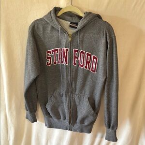 MV Sport Gray Zip Up Sweater with Red Accents